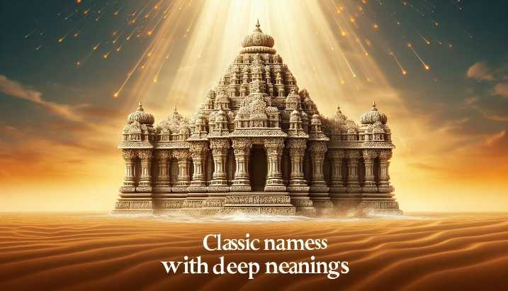 Image of an intricately carved temple, representing classic Telugu baby girl names.