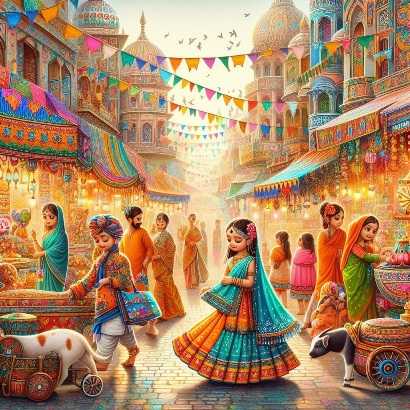 Image of a colorful cultural festival celebration, representing popular Telugu baby girl names in 2024.